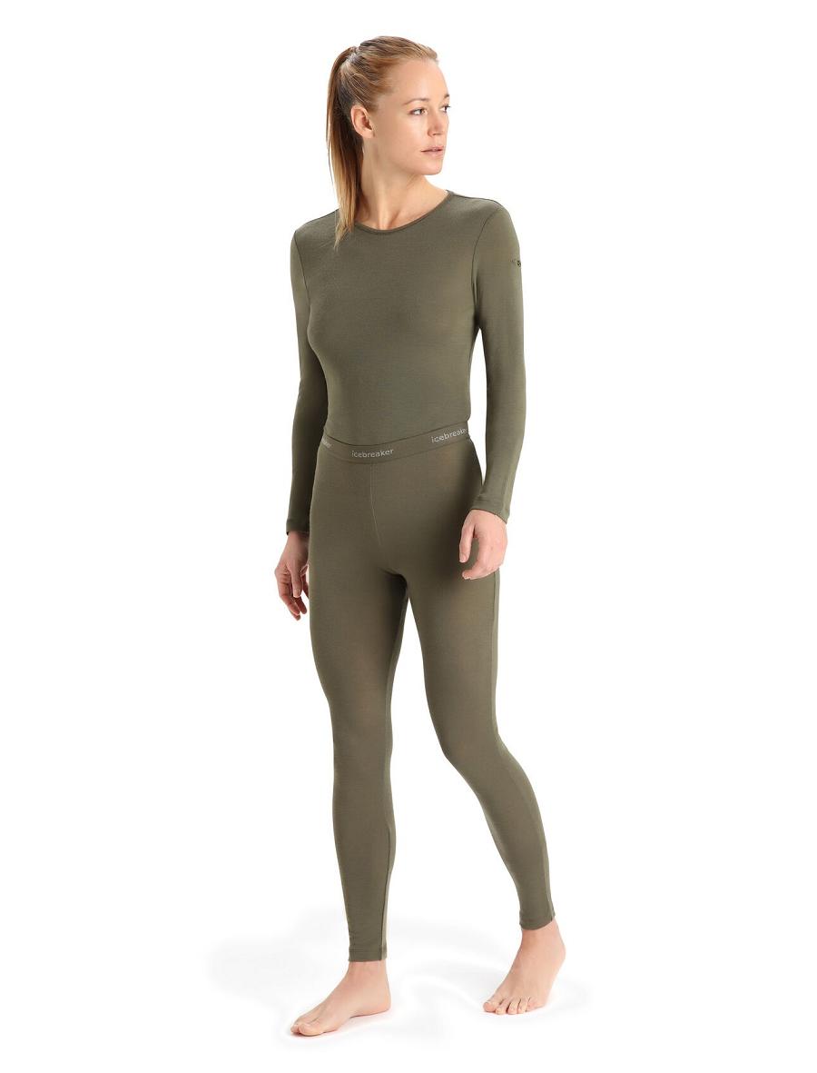 Icebreaker Merino 175 Everyday Thermal Leggings Női Base Layers Olivazöld | HU 1899BEXC